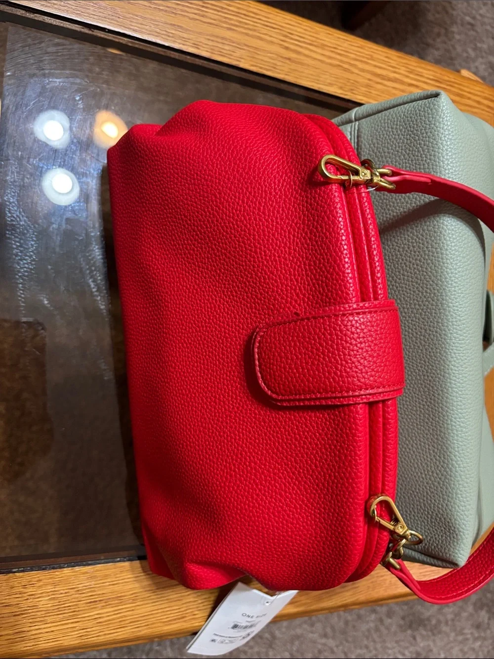 Free assembly Everyday Crossbody Bag in Red or Light green with Gold Hardware